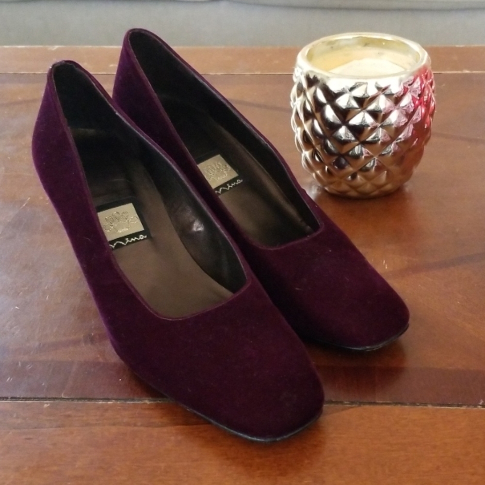 Purple Velvet Dress Shoe 2 Inch Heel